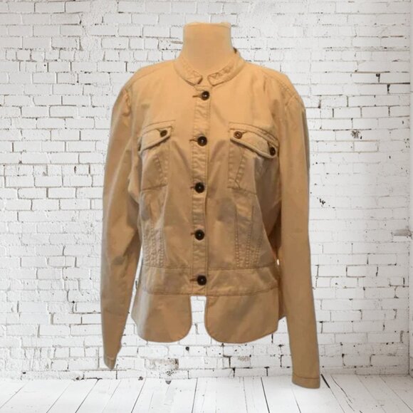 Vintage Faded Glory Off White Jean Jacket with Peplum - Picture 1 of 7